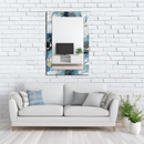 Mirror Navy Blue White and Gold Marble Pattern on UV Printed Glass – Luxury Modern Wall Mirror-KAFCDM006