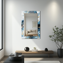 Mirror Navy Blue White and Gold Marble Pattern on UV Printed Glass – Luxury Modern Wall Mirror-KAFCDM006