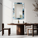 Mirror Navy Blue White and Gold Marble Pattern on UV Printed Glass – Luxury Modern Wall Mirror-KAFCDM006