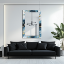 Mirror Navy Blue White and Gold Marble Pattern on UV Printed Glass – Luxury Modern Wall Mirror-KAFCDM006