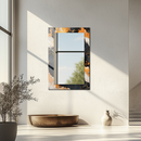 Mirror Black Orange and Gold Marble Pattern on UV Printed Glass – Bold Modern Decorative Wall Mirror-KAFCDM007