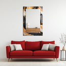 Mirror Black Orange and Gold Marble Pattern on UV Printed Glass – Bold Modern Decorative Wall Mirror-KAFCDM007
