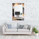 Mirror Black Orange and Gold Marble Pattern on UV Printed Glass – Bold Modern Decorative Wall Mirror-KAFCDM007