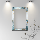 Mirror Soft Blue and White Marble Pattern with Gold Veins on UV Printed Glass – Elegant Decorative Wall Mirror-KAFCDM008