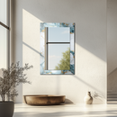 Mirror Soft Blue and White Marble Pattern with Gold Veins on UV Printed Glass – Elegant Decorative Wall Mirror-KAFCDM008