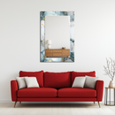 Mirror Soft Blue and White Marble Pattern with Gold Veins on UV Printed Glass – Elegant Decorative Wall Mirror-KAFCDM008