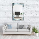 Mirror Soft Blue and White Marble Pattern with Gold Veins on UV Printed Glass – Elegant Decorative Wall Mirror-KAFCDM008