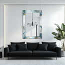 Mirror Soft Blue and White Marble Pattern with Gold Veins on UV Printed Glass – Elegant Decorative Wall Mirror-KAFCDM008