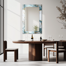 Mirror Soft Blue and White Marble Pattern with Gold Veins on UV Printed Glass – Elegant Decorative Wall Mirror-KAFCDM008