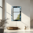 Mirror Deep Blue and Gold Marble Pattern on UV Printed Glass – Modern Decorative Wall Mirror-KAFCDM009