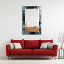 Mirror Deep Blue and Gold Marble Pattern on UV Printed Glass – Modern Decorative Wall Mirror-KAFCDM009