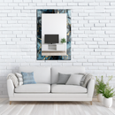 Mirror Deep Blue and Gold Marble Pattern on UV Printed Glass – Modern Decorative Wall Mirror-KAFCDM009