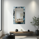 Mirror Deep Blue and Gold Marble Pattern on UV Printed Glass – Modern Decorative Wall Mirror-KAFCDM009