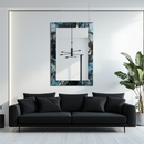 Mirror Deep Blue and Gold Marble Pattern on UV Printed Glass – Modern Decorative Wall Mirror-KAFCDM009