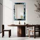 Mirror Deep Blue and Gold Marble Pattern on UV Printed Glass – Modern Decorative Wall Mirror-KAFCDM009