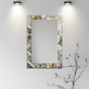 Mirror Geometric Marble Mosaic Pattern with Gold Accents on UV Printed Glass – Elegant Wall Mirror Art-KAFCDM010