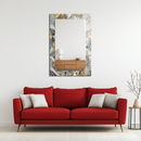 Mirror Geometric Marble Mosaic Pattern with Gold Accents on UV Printed Glass – Elegant Wall Mirror Art-KAFCDM010