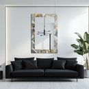 Mirror Geometric Marble Mosaic Pattern with Gold Accents on UV Printed Glass – Elegant Wall Mirror Art-KAFCDM010