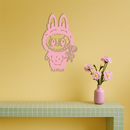 Pink Labubu Metal Wall Art – Playful Character Silhouette Decor - KAFGP008