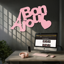 Pink Bonjour Eiffel Tower Metal Wall Art – Paris-Inspired Romantic Decor - KAFGP009
