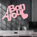 Pink Bonjour Eiffel Tower Metal Wall Art – Paris-Inspired Romantic Decor - KAFGP009
