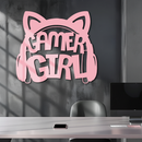 Pink Gamer Girl Metal Wall Art – Playful Gaming Headset Design - KAFGP010
