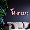 Pink Princess Metal Wall Art – Elegant Typography Silhouette Decor - KAFGP014
