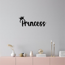 Pink Princess Metal Wall Art – Elegant Typography Silhouette Decor - KAFGP014