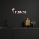 Pink Princess Metal Wall Art – Elegant Typography Silhouette Decor - KAFGP014