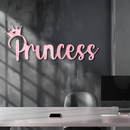 Pink Princess Metal Wall Art – Elegant Typography Silhouette Decor - KAFGP014