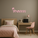 Pink Princess Metal Wall Art – Elegant Typography Silhouette Decor - KAFGP014