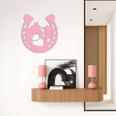 Pink Cowgirl and Horse Silhouette Metal Wall Art – Western Horseshoe Decor - KAFGP023