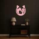 Pink Cowgirl and Horse Silhouette Metal Wall Art – Western Horseshoe Decor - KAFGP023