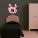 Pink Cowgirl and Horse Silhouette Metal Wall Art – Western Horseshoe Decor - KAFGP023