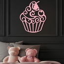 Pink Cupcake Silhouette Metal Wall Art – Sweet Dessert-Inspired Kitchen Decor - KAFGP024
