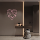 Heart Rose Silhouette Metal Wall Art – Romantic Flower Design - KAFGP034