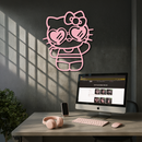 Hello Kitty Silhouette Metal Wall Art – Heart Glasses Cute Design - KAFGP036