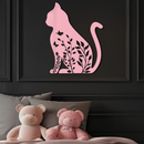 Floral Cat Silhouette Metal Wall Art – Elegant Pet-Inspired Home Décor - KAFGP061