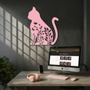 Floral Cat Silhouette Metal Wall Art – Elegant Pet-Inspired Home Décor - KAFGP061