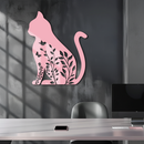 Floral Cat Silhouette Metal Wall Art – Elegant Pet-Inspired Home Décor - KAFGP061