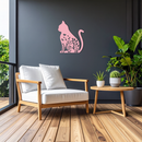 Floral Cat Silhouette Metal Wall Art – Elegant Pet-Inspired Home Décor - KAFGP061