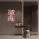 This Girl Is On Fire Metal Wall Art – Bold Flame Typography Design - KAFGP112