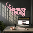 Forever Young Butterfly Script Metal Wall Art – Whimsical Home Decor - KAFGP117