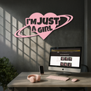 I'm Just a Girl Heart Planet Silhouette Metal Wall Art – Feminine Empowerment Design - KAFGP125