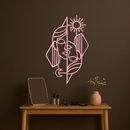 Abstract Face Metal Wall Art – Sun and Moon Geometric Line Design - KAFGP135