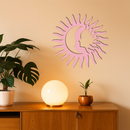 Sun and Moon Face Metal Wall Art – Celestial Silhouette Home Decor - KAFGP136