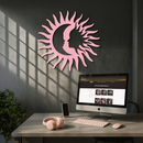 Sun and Moon Face Metal Wall Art – Celestial Silhouette Home Decor - KAFGP136