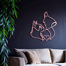 Cat and Woman Silhouette Metal Wall Art – Modern Pet Lover Line Art Decor - KAFGP146