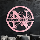 Personalized Monogram Metal Wall Art – Custom Initial & Name Round Sign - KAFGP147