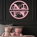 Personalized Monogram Metal Wall Art – Custom Initial & Name Round Sign - KAFGP147